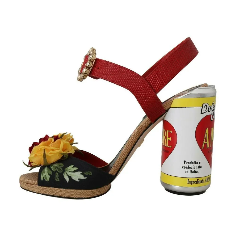 Dolce & Gabbana Multicolor Floral Crystal Embellished Sandals - Picture 2 of 8